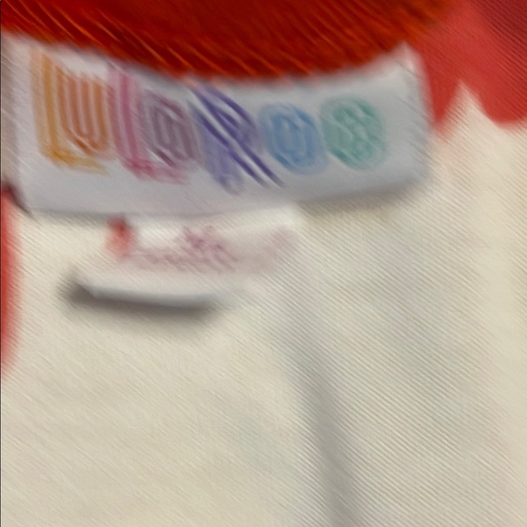 LuLaRoe White Tee with Red Trim - Picture 5 of 6